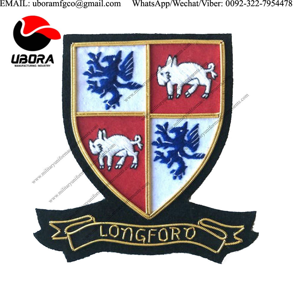 Military Uniform emblem HAND EMBROIDERED IRISH COUNTY LONGFORD COLLECTORS HERITAGE ITEM bullion 